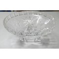 Large Floral Footed Cut Glass Dish  