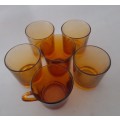 Odd Set Amber Glassware,  5 Glasses & 1 Cup  