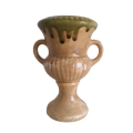 Retro Pottery Cream and Green Vase