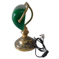 Brass with Emerald Green Glass Shade Desk Lamp (QC0759)