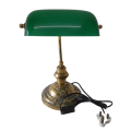 Brass with Emerald Green Glass Shade Desk Lamp (QC0759)