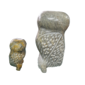 Stone Carved Owls with Tiger`s Eye Eyes, Mom and Baby