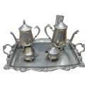 Stainless Steel Tea Set With Tray - 6 Piece