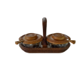 Wood and Glass Condiment Set Made in Italy