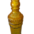 Vintage Yellow Glass Bottle, Decorative Rope Embossed With Miniature