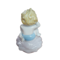 Vintage Baby Boy Figurine Wearing Blue Diaper On A Shell Trinket Dish