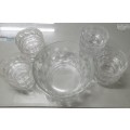 Arcoroc France Thumbprint Trifle Bowl And 12 Matching Sundae Dishes And Medium Thumbprint Bowl