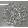 Vintage Clear Cut Glass Sunflower Pattern Platter
