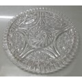 Vintage Clear Pressed Glass Diamond Cut Starburst Serving Platter