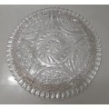Vintage Clear Pressed Glass Diamond Cut Starburst Serving Platter