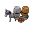 Salt and Pepper Shakers - Donkey with Cart and Two Barrels