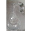 Vintage Clear Glass Decanter With Orb Stopper Lovely Flowers Are Cut And Etched On One Side