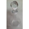 Vintage Clear Glass Decanter With Orb Stopper Lovely Flowers Are Cut And Etched On One Side
