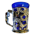 Two Stylish Naked Lady mugs- Blue Glass & Chrome  Mug Oriental Theme  Vintage 1960s  Mid Century