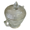 Iris & Herringbone Pattern Clear Sugar Bowl and Lid - Jeannette Glass