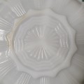 Anchor Hocking Milk Glass Serving Plate Gold Rim - Partitioned Platter
