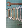 Various Spanners : 1 flat end / 1 combination / 5 rings / 8 open ends
