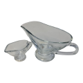 Circleware Saucey 10oz Gravy Sauce Boat & Pasabahce 2 oz Sauce Boat, Clear Glass