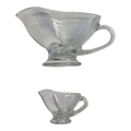 Circleware Saucey 10oz Gravy Sauce Boat & Pasabahce 2 oz Sauce Boat, Clear Glass