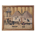 African Hand Made Picture -  Reed Straw Bark Leaves