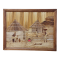 African Hand Made Picture -  Reed Straw Bark Leaves