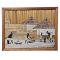 African Hand Made Picture -  Reed Straw Bark Leaves