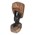 Vintage African Tanzanian Makonde Mpinga Woman Head Carved From Light and Dark