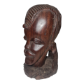 Vintage Tribal Heavy Hand Carved Wooden African Head Sculpture Malawi