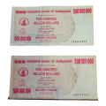 Zimbabwe 500 Million Dollar Bearer Cheque Bill Banknote Money