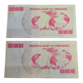 Zimbabwe 500 Million Dollar Bearer Cheque Bill Banknote Money