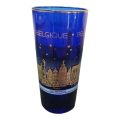 Cobalt Blue and Gold Belgium Souvenir Drinking Glass