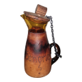 Vintage Sangria Pitcher Wooden lid Leather and Chain