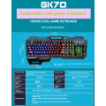 Gaming GK70 Wired Keyboard Combination with LED Lights (PC)