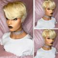 Ear to ear Peruvian Hair Wig 13x4 Lace Frontal Wig Pixie blonde . 12A