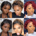 Ear to Ear Lace Frontal Peruvian Hair Wig short pixie cut curly black. Grade 12A