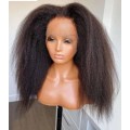 Ear to Ear lace Frontal 13x4 Peruvian Hair Wig, Kinky Straight 18 inch. 12A