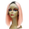 Peruvian Hair Wig 13x4 lace Frontal Tpart Ombre pink 10 inch. Grade 12A