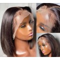 Ear to ear Peruvian Hair Wig 13x4 lace Frontal Black 10 inch bob.  12A