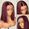 Ear to ear lace frontal 13x4 Peruvian Hair Wig Straight 14inch burgundy . 12A