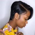 Ear to ear Peruvian Hair Wig Lace Frontal 13x4 pixie cut black. 12A