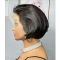 Ear to ear Peruvian Hair Wig Lace Frontal 13x4 short pixie cut black. 12A