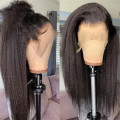 Ear to ear lace Frontal 13x4 Peruvian Hair Wig, Kinky Straight 22 inch. 12A