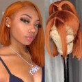 Ear to ear lace frontal 13x4 Peruvian Hair Wig 10inch orange ginger. grade 12A