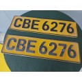 2x Matching vintage metal numberplates, Hopetown Northern Cape
