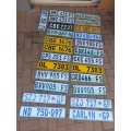 25x Variety of old an new numberplates, bid per plate to take them all.