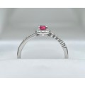 Beautiful Red Cubic halo silver ring
