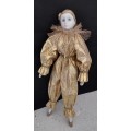 Antique Porcelain French Pierrot doll (Gold) - good condition for the age