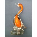 Vintage hand-blown glass Swan - Metallic Orange blown into the center of the swan