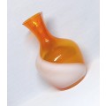 Vintage hand blown glass Vase - Orange + White