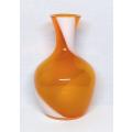 Vintage hand blown glass Vase - Orange + White
